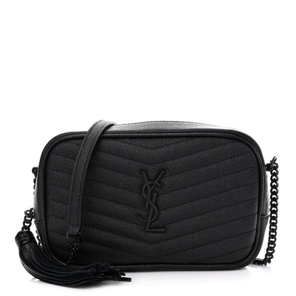 Saint Laurent Grain De Poudre Matelasse Monochrome Monogram Mini Lou Camera Bag Black 1 of 10