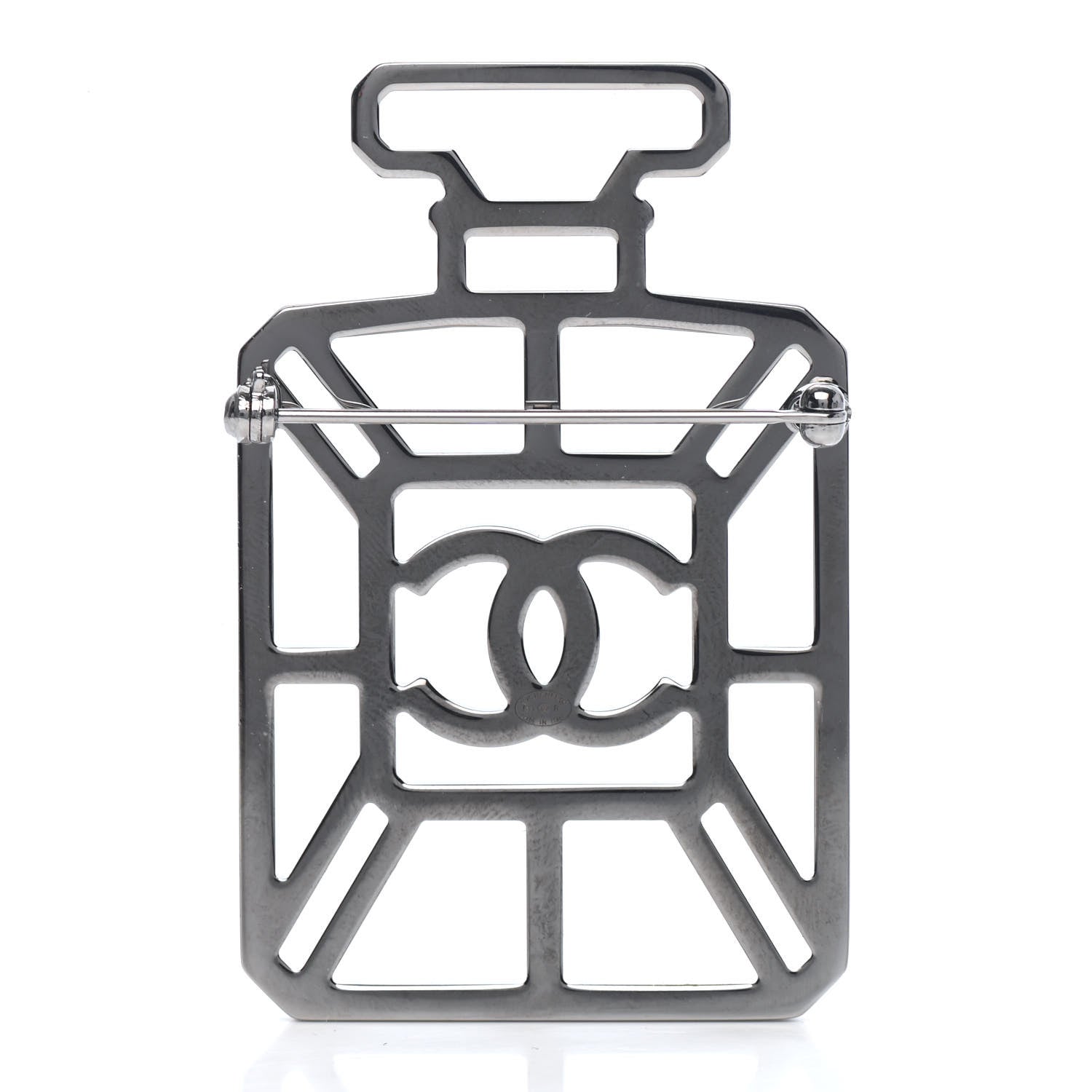 Chanel Ruthenium Crystal Perfume Bottle CC Brooch Iridescent Pink 2 of 3