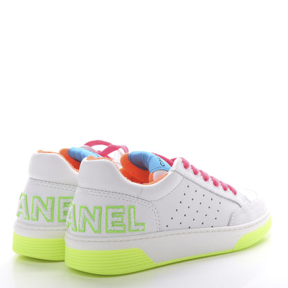 Chanel Calfskin Womens Logo Sneakers 38.5 White Multicolor 4 of 9