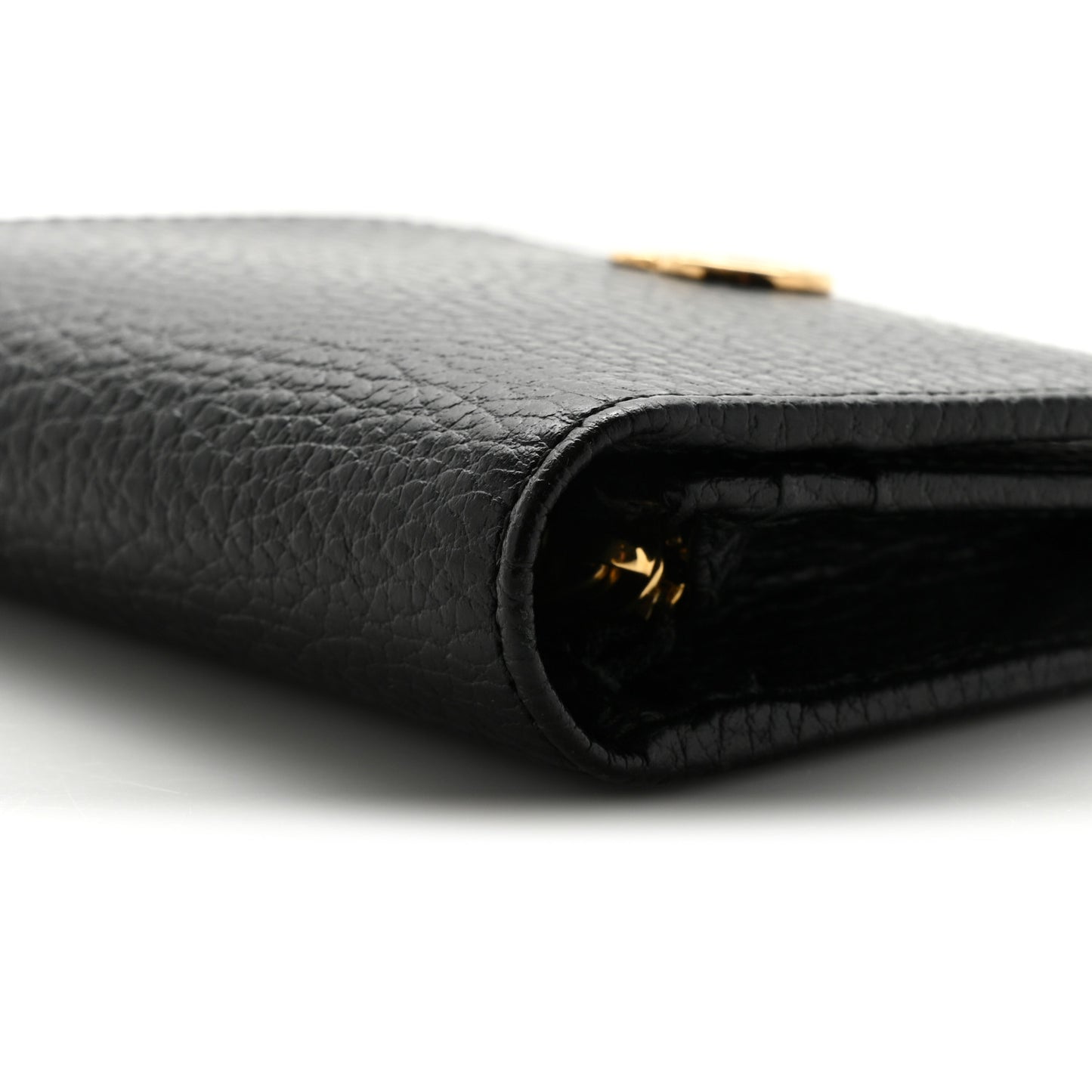 Pebbled Calfskin GG Marmont Card Case Black
