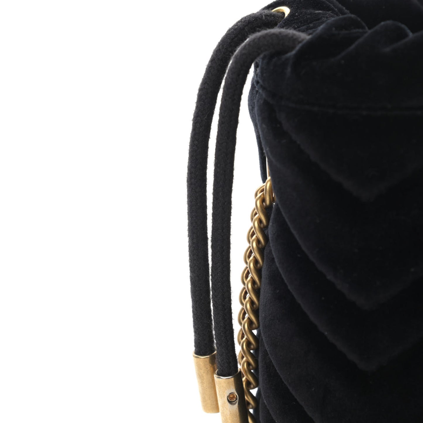 Velvet Matelasse Mini GG Marmont 2.0 Bucket Bag Black