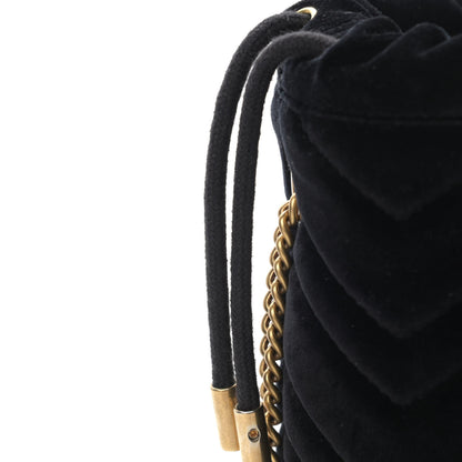 Gucci Velvet Matelasse Mini GG Marmont 2.0 Bucket Bag Black 12 of 13