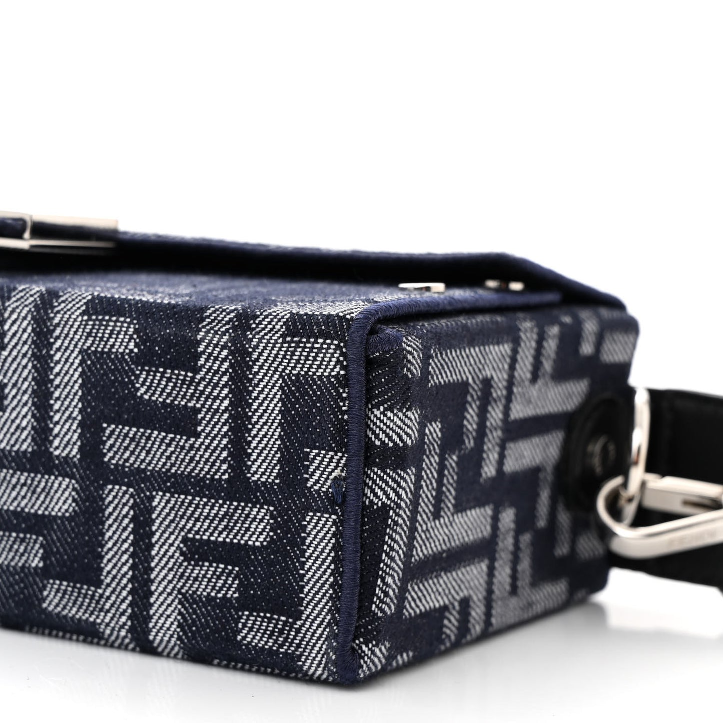 Fabric Jacquard Reactive Jean Denim Vitello Cover FF Baguette Soft Trunk Blue Black