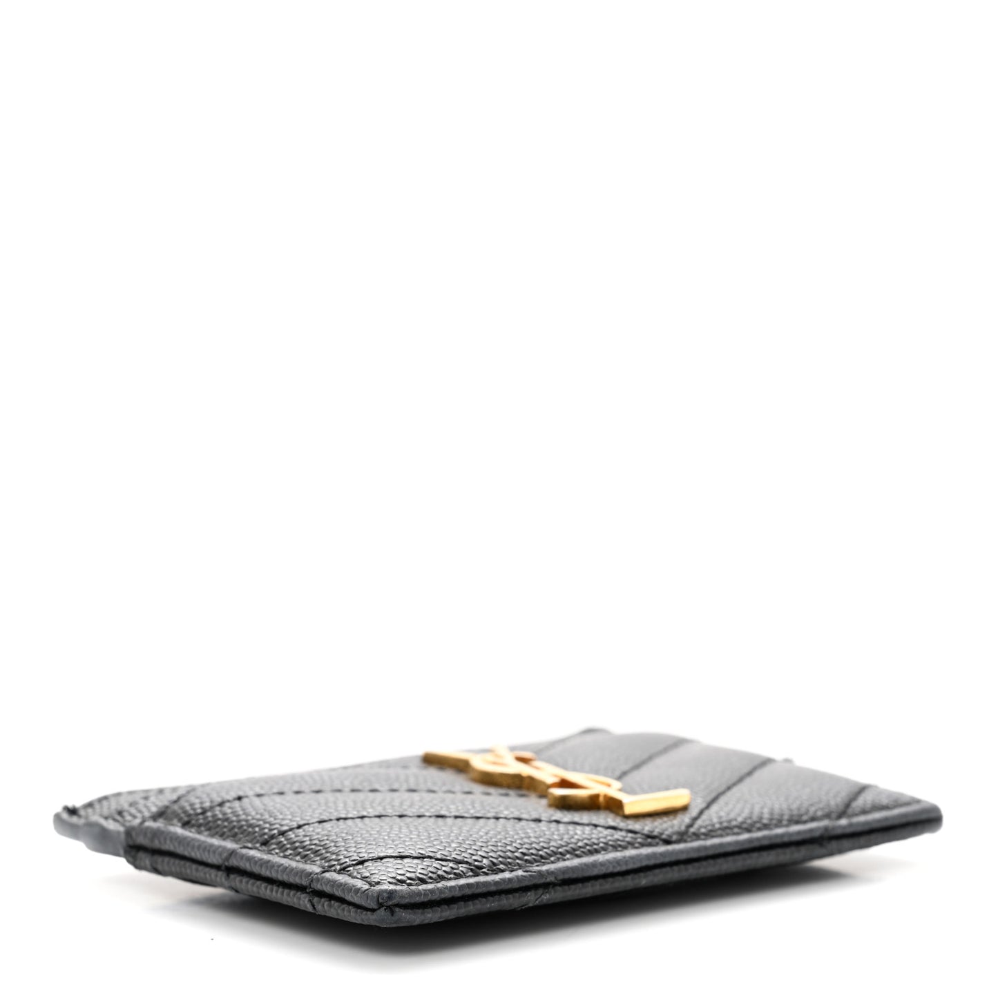 Grain De Poudre Matelasse Chevron Monogram Credit Card Case Black