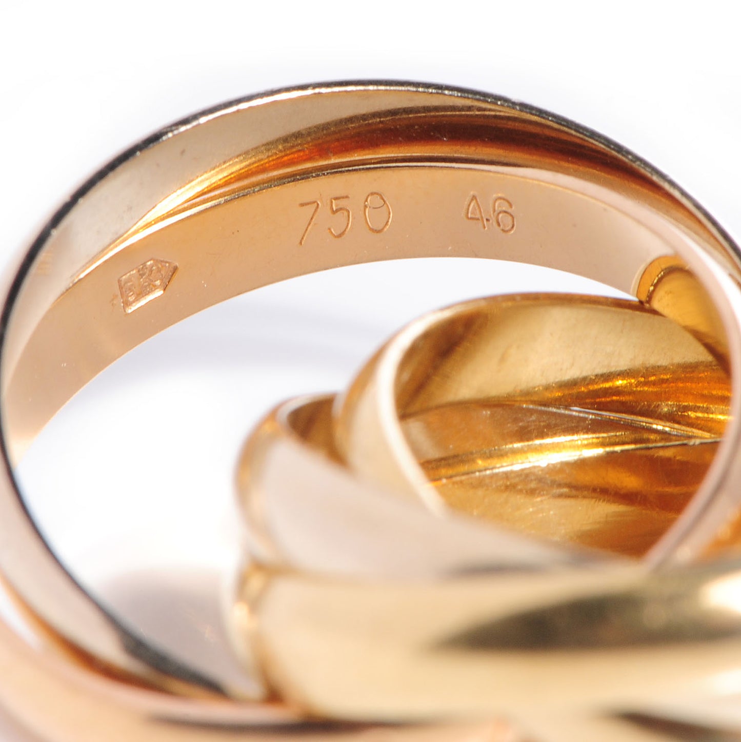 18K Pink White Yellow Gold 5 Band Trinity Ring 46 US 3.75