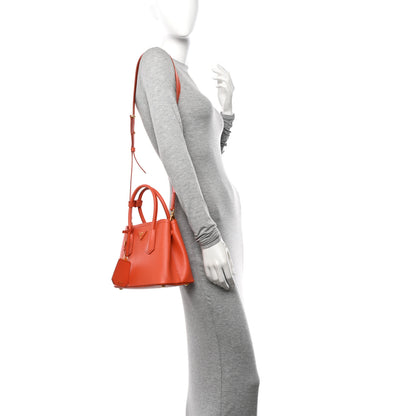 Prada Saffiano Cuir Mini Double Bag Papaya 2 of 11