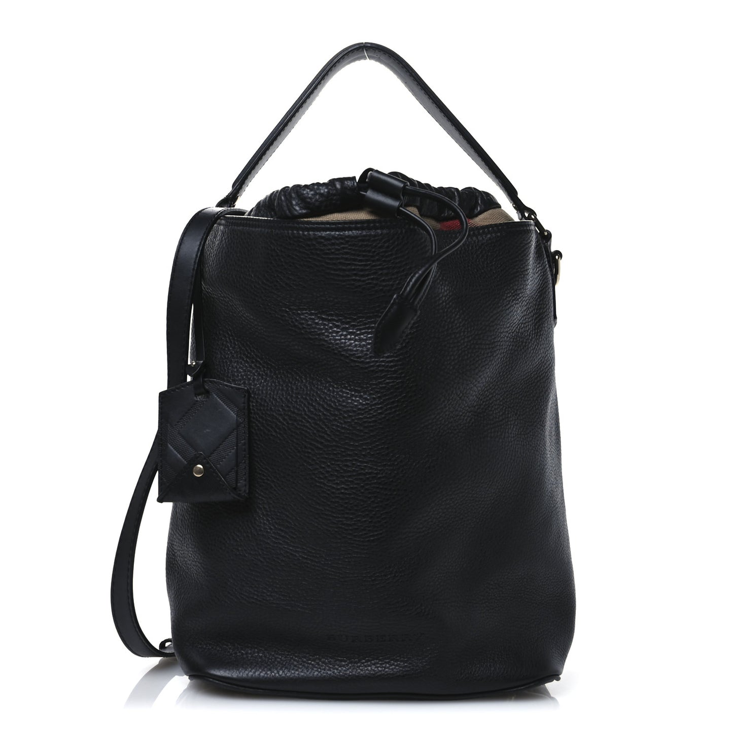 Grainy Calfskin Canvas Mega Check Medium Ashby Hobo Black
