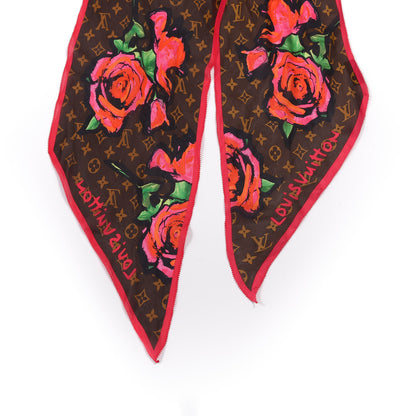 Louis Vuitton Silk Monogram Roses Scarf Marron 3 of 4