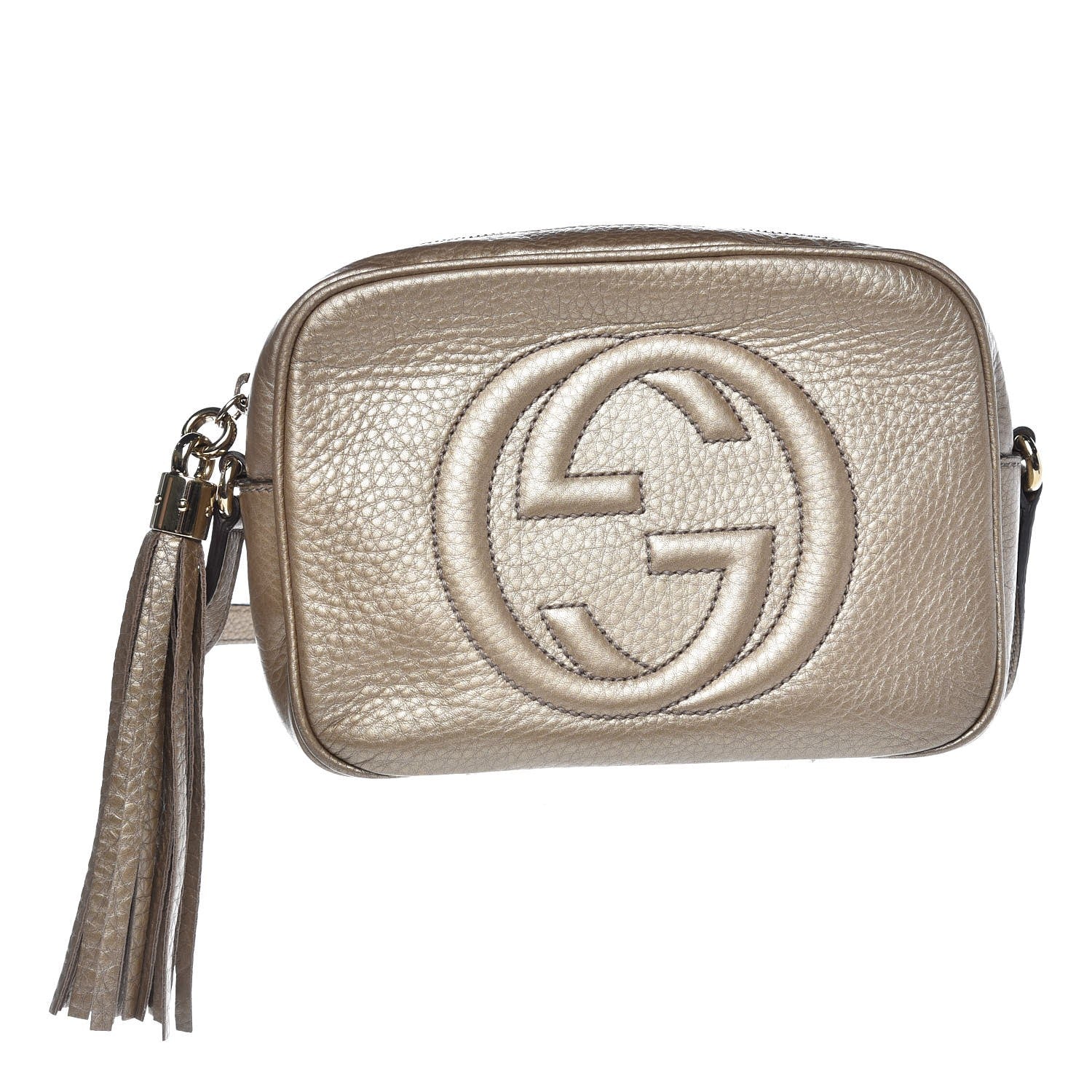 Gucci Metallic Pebbled Calfskin Small Soho Disco Bag Golden Beige 1 of 7