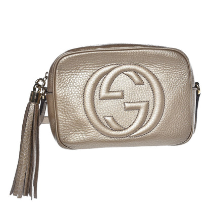 Gucci Metallic Pebbled Calfskin Small Soho Disco Bag Golden Beige 1 of 7