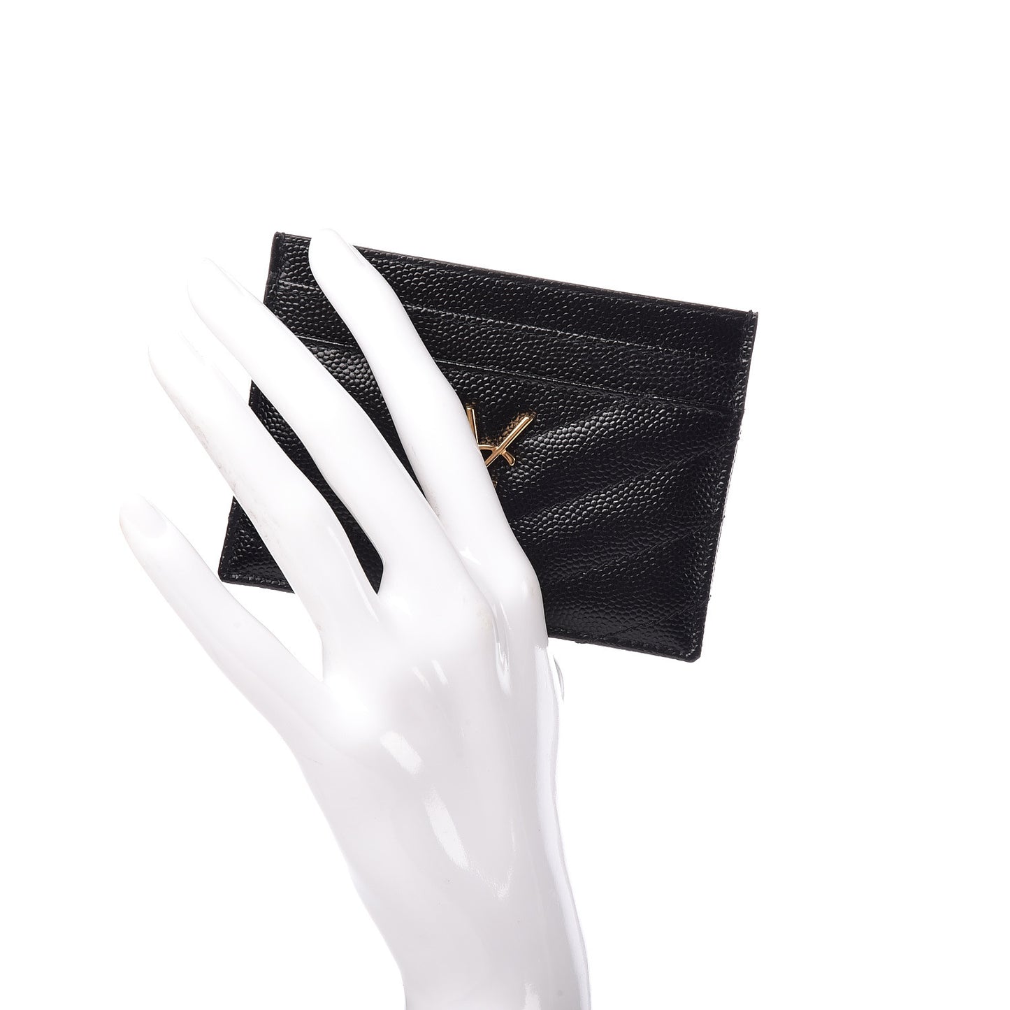 Grain De Poudre Matelasse Chevron Monogram Credit Card Case Black