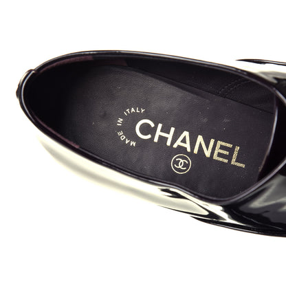 Chanel Patent Calfskin Pearl CC Lace Up Oxfords 39.5 Burgundy Black 8 of 10