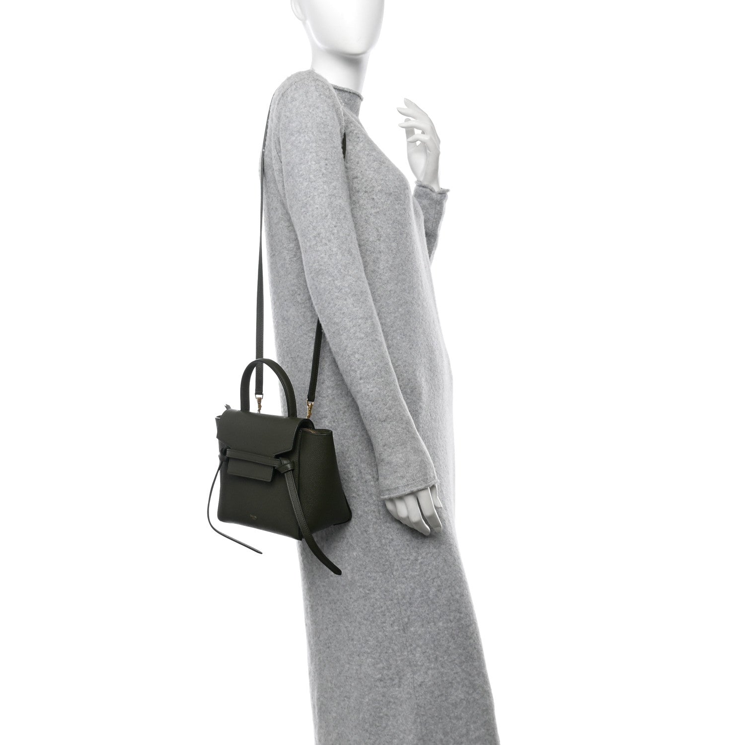 Celine Grained Calfskin Nano Belt Bag Army Green 2 of 10