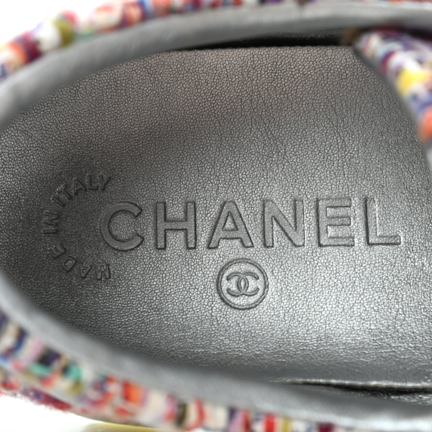 Tweed Lambskin Runway Sneakers 41 Silver Multicolor