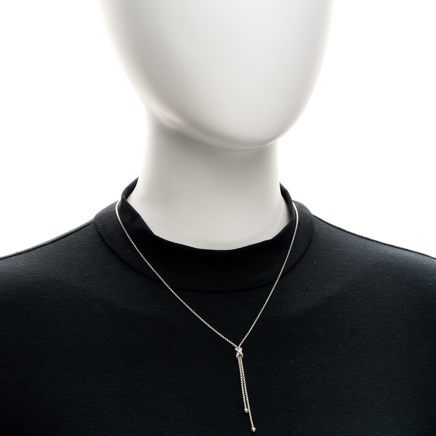 David Yurman Sterling Silver Diamond Petite X Lariat Necklace 2 of 4