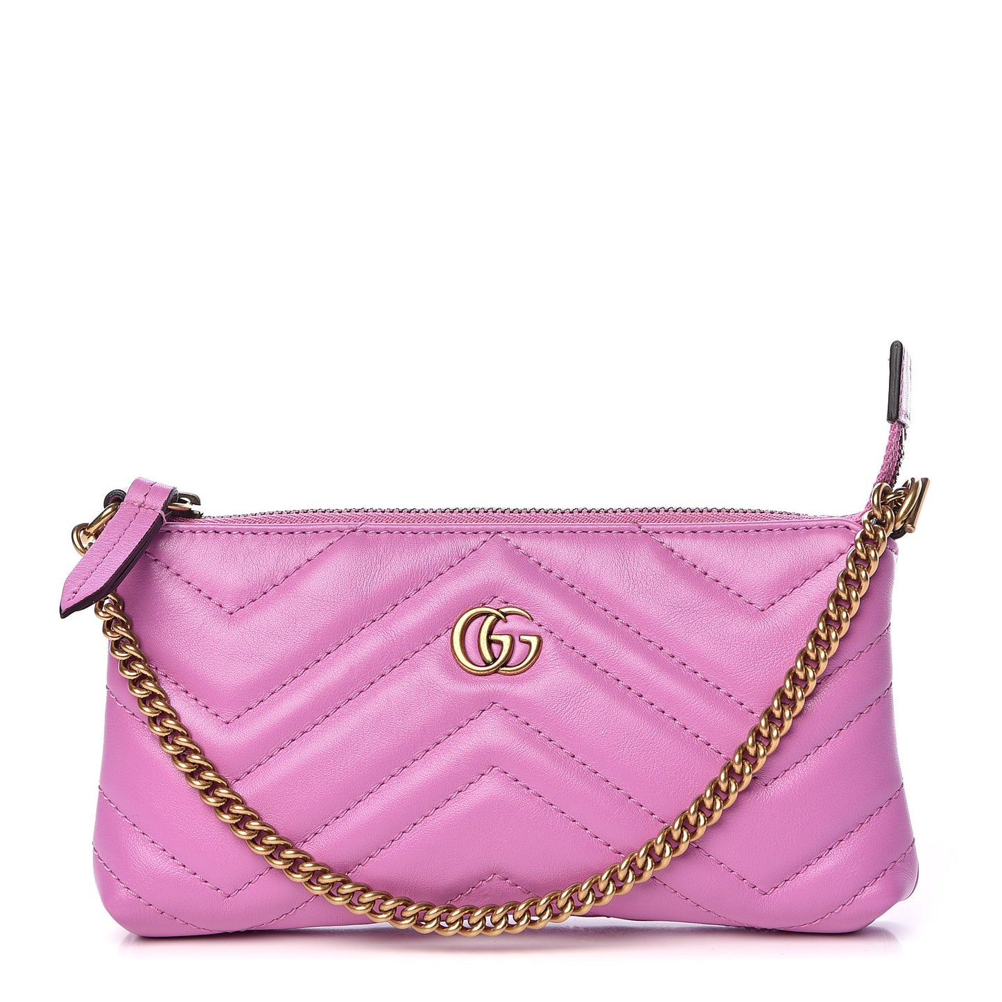 Calfskin Matelasse Mini GG Marmont Chain Bag Candy Mousse