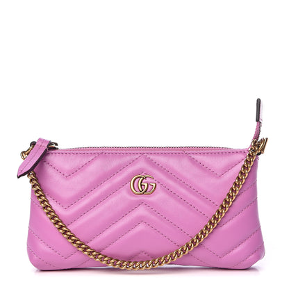 Gucci Calfskin Matelasse Mini GG Marmont Chain Bag Candy Mousse 1 of 10
