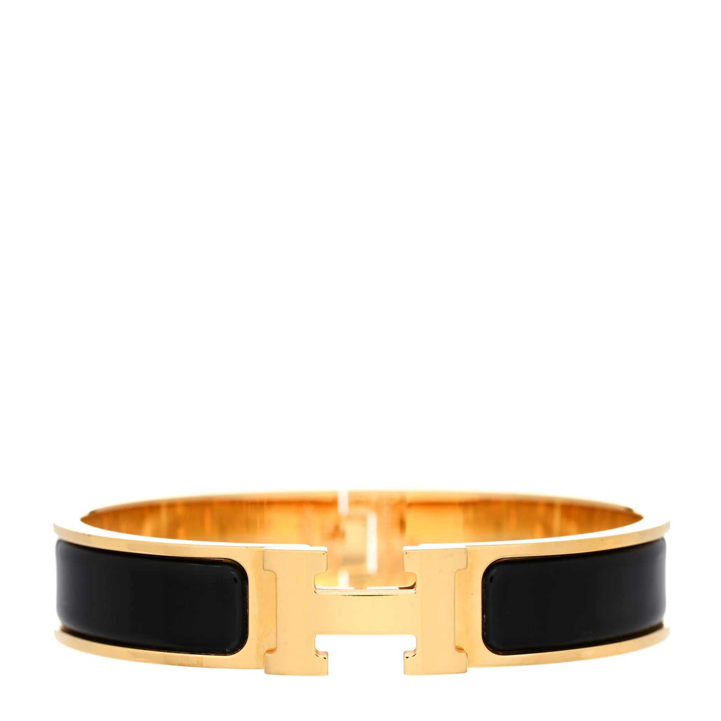 Enamel Narrow Clic Clac H Bracelet GM Black