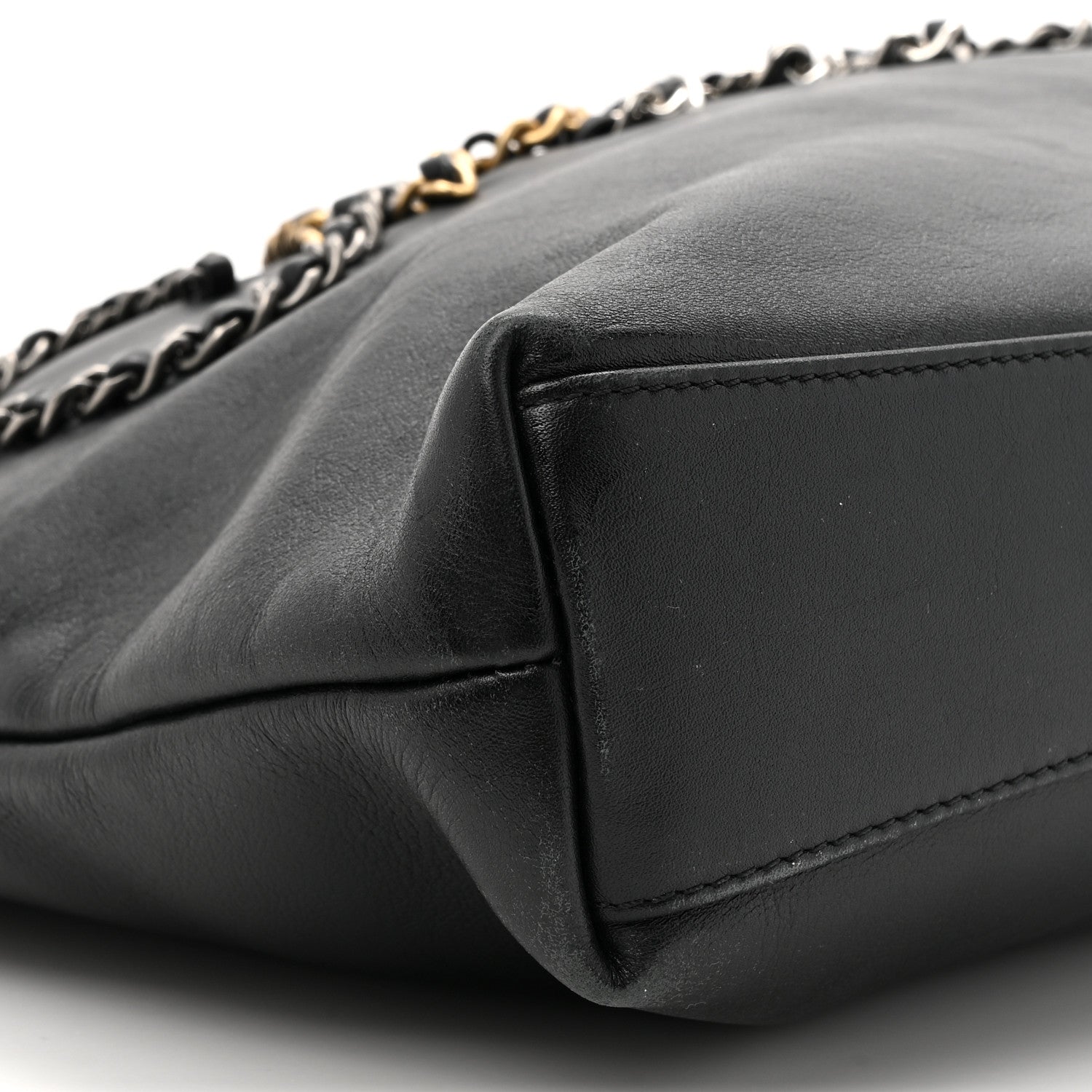 Chanel Calfskin Chain 20s Signature Tote Black 10 of 15