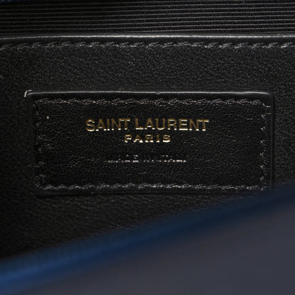 Saint Laurent Grain De Poudre Small Classic Monogram Kate Satchel Denim Blue 6 of 9