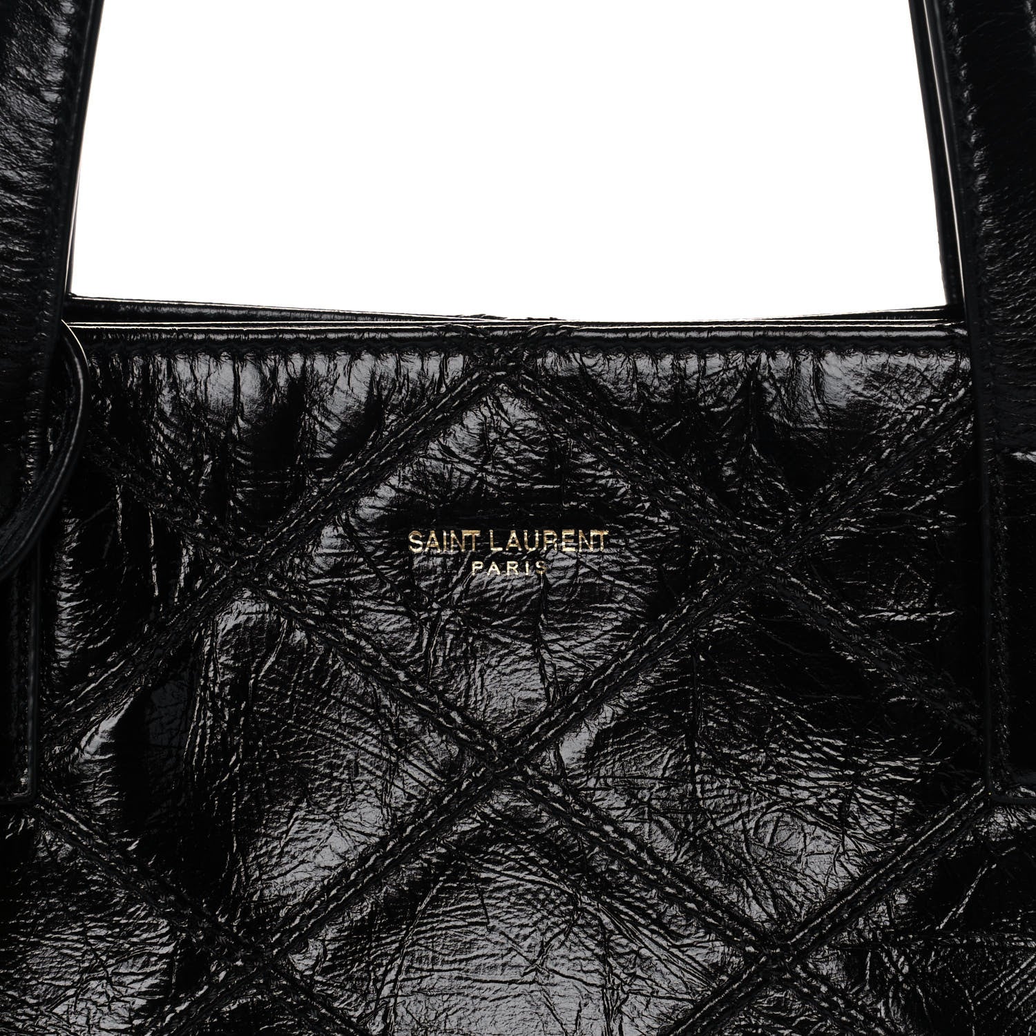 Saint Laurent Crinkled Calfskin Quilted East West Shopping Tote Black 7 of 11