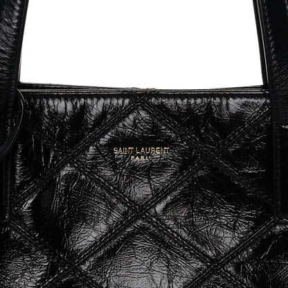Saint Laurent Crinkled Calfskin Quilted East West Shopping Tote Black 7 of 11