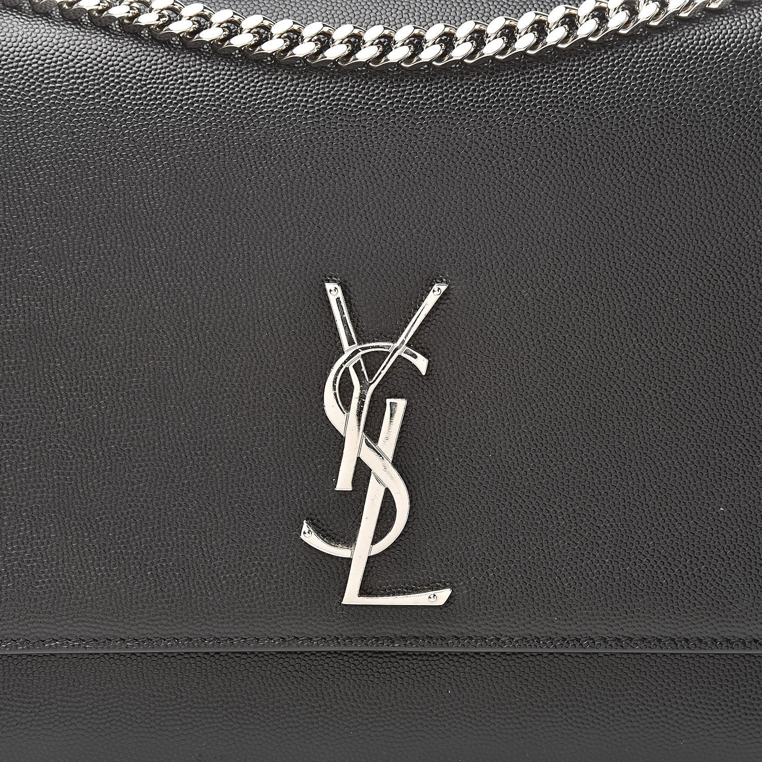 Saint Laurent Grain De Poudre Large Classic Monogram Kate Satchel Black 8 of 10