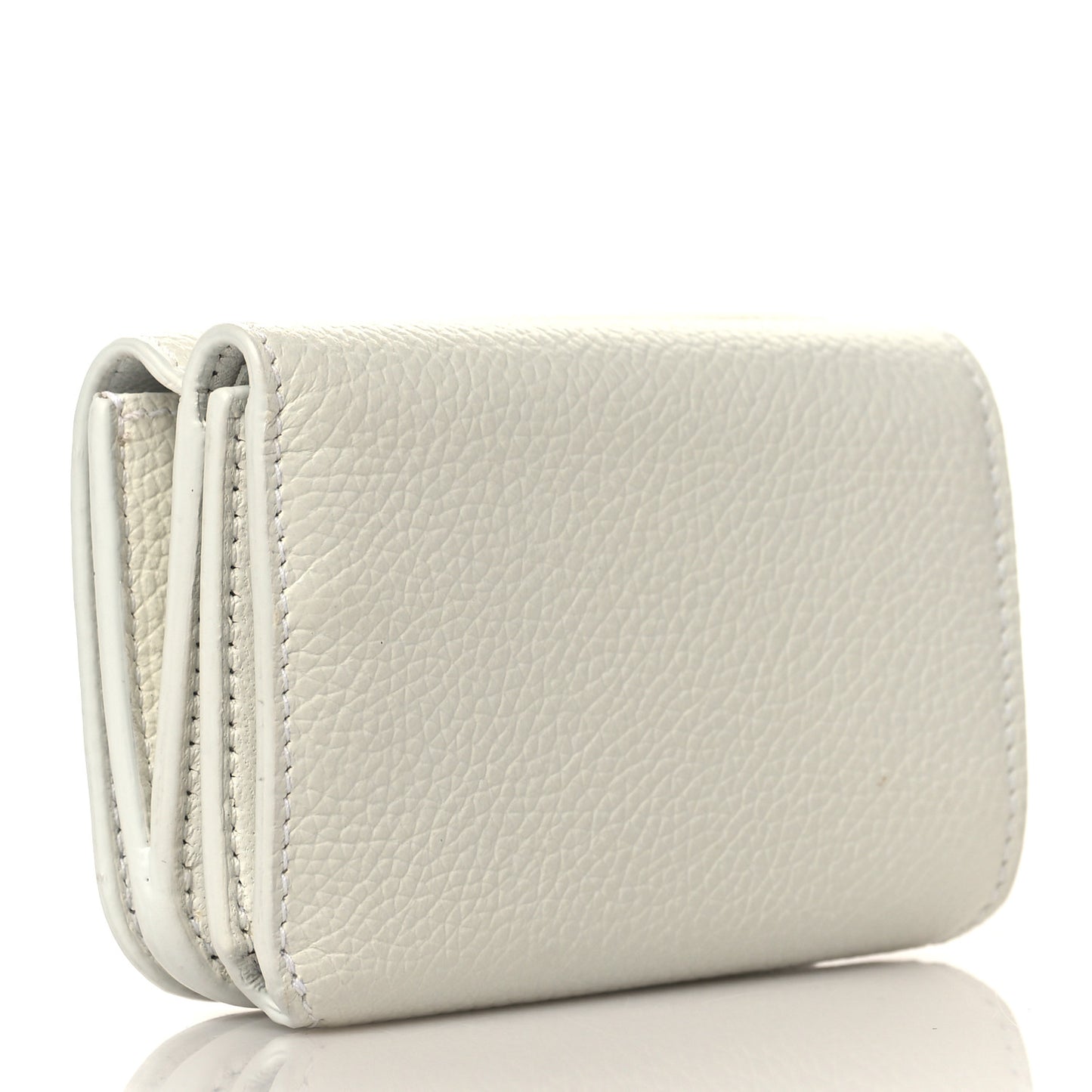 Calfskin Logo Everyday Mini Wallet White