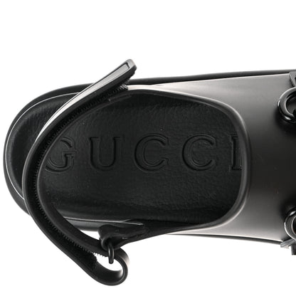 Gucci Soft Rubber Horsebit Touch Womens Strapped Sandals 40 Black 6 of 9