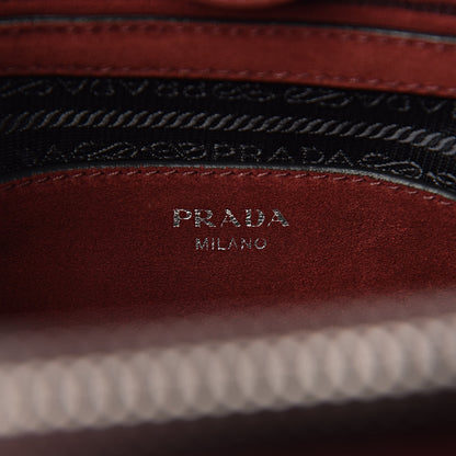 Prada Suede Scamosciato Stitched Small Twin Pocket Tote Porpora 6 of 12