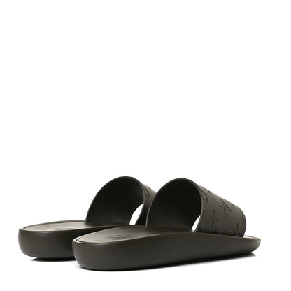 Louis Vuitton Matte Rubber Monogram Embossed Sunbath Slide Sandals 38 Khaki 4 of 11