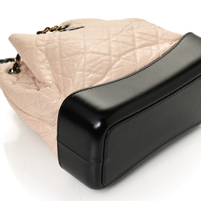 Chanel Aged Calfskin Quilted Small Gabrielle Backpack Beige Black 11 of 12