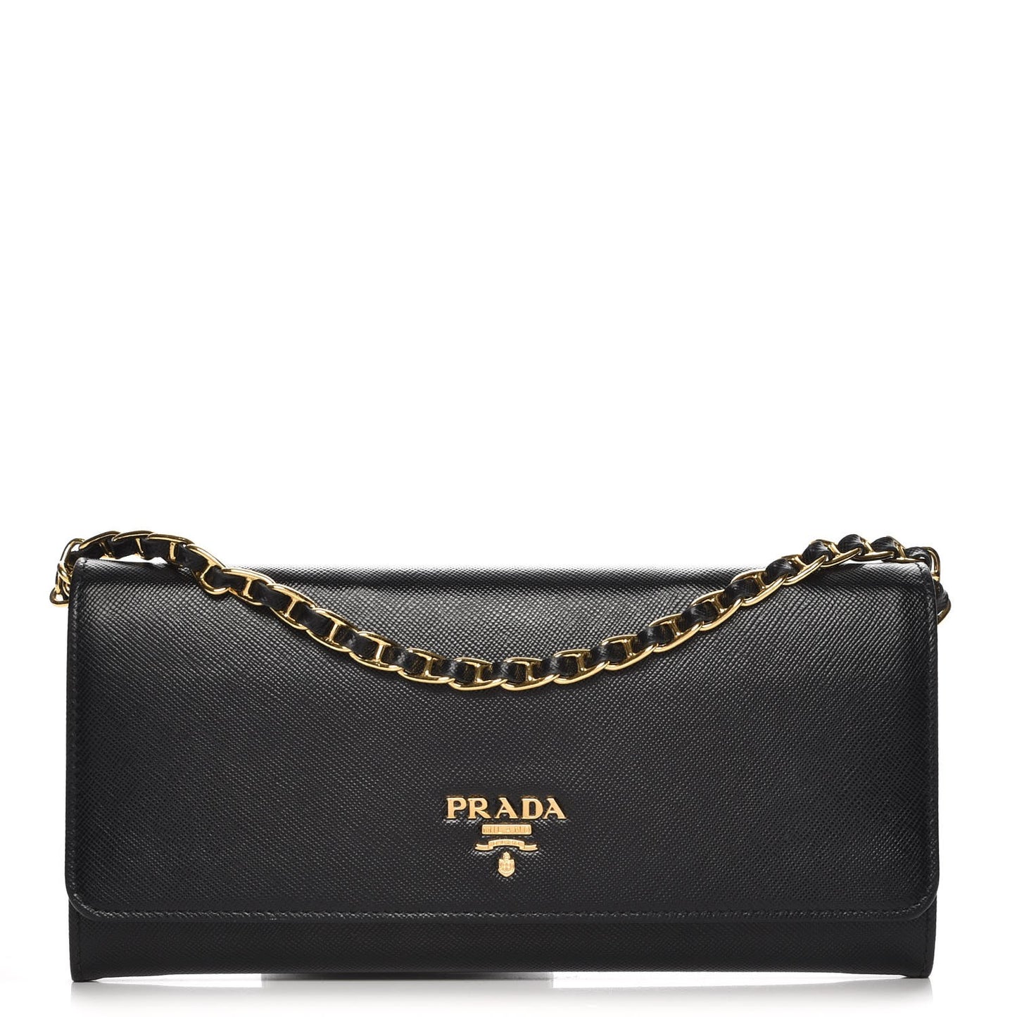 Saffiano Metal Oro Chain Wallet Nero Black