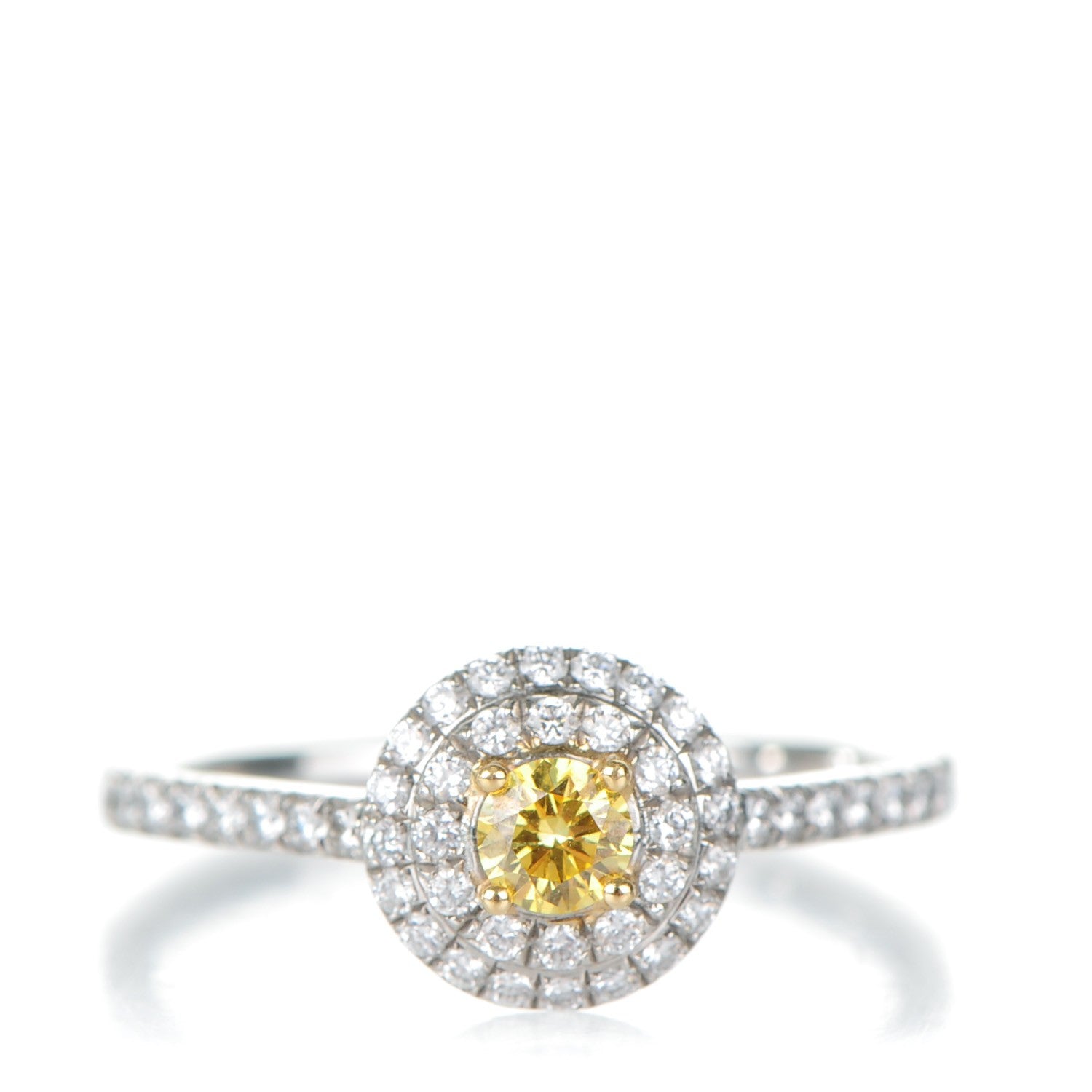 Tiffany Platinum Fancy Vivid Yellow Diamond Soleste Engagement Ring 8.25 1 of 5