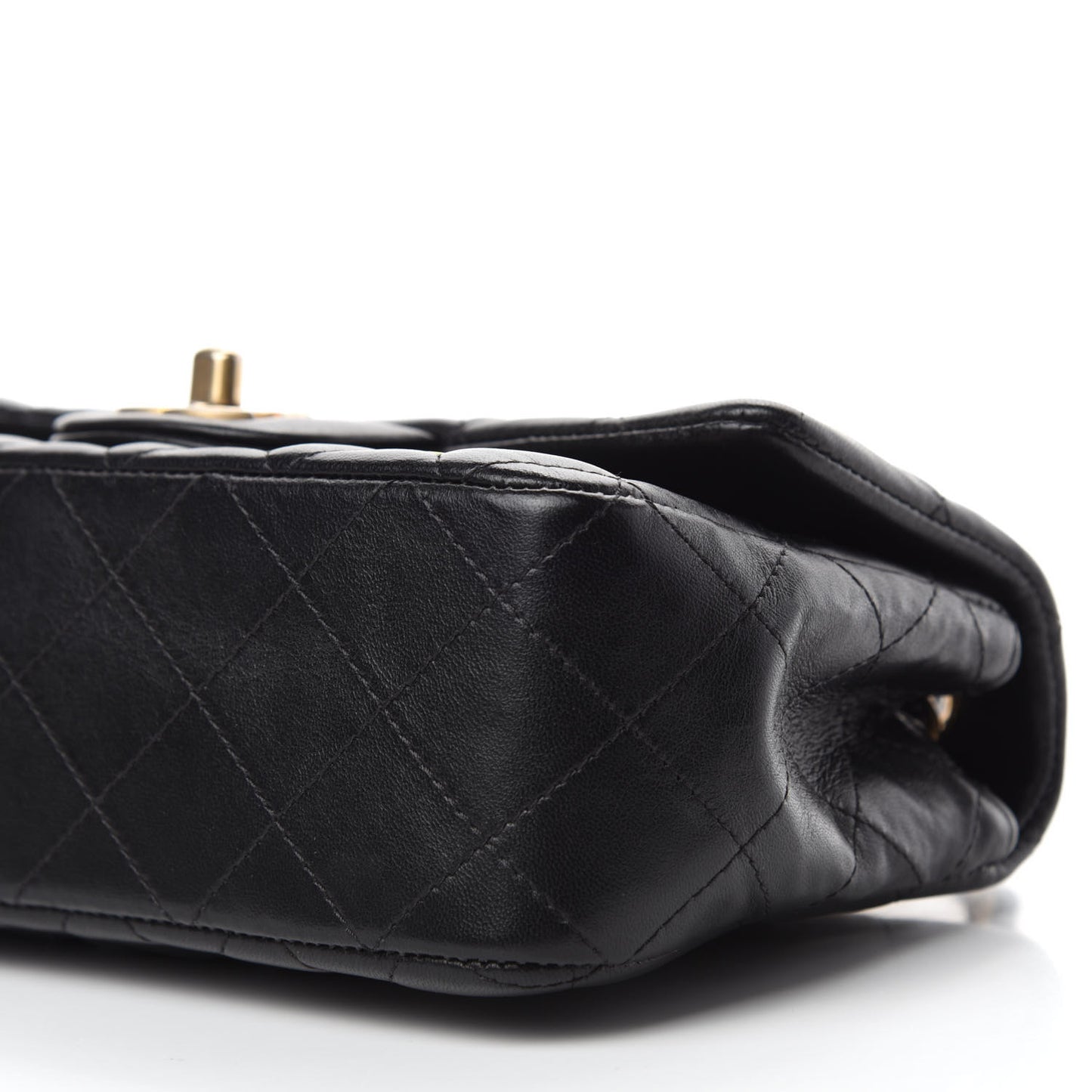 Lambskin Quilted Studded Mini Rectangular Flap Black