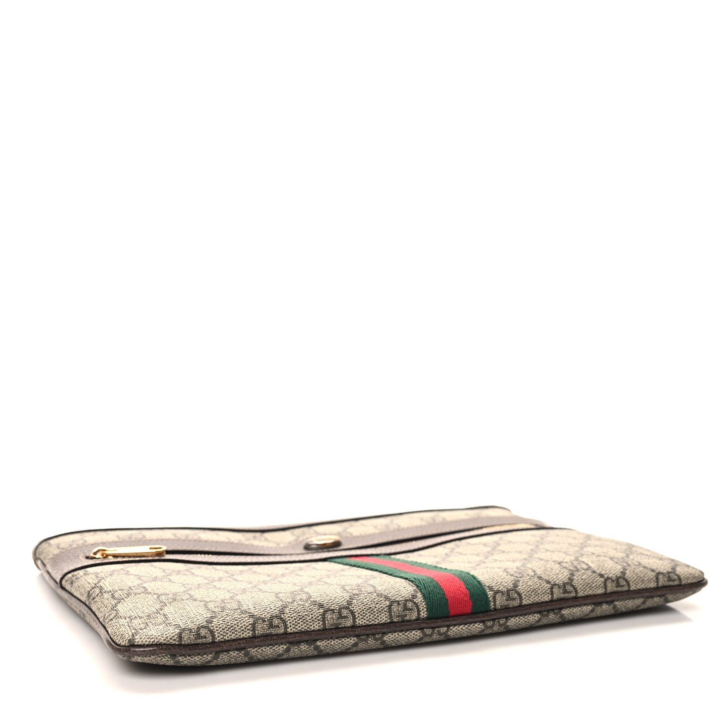 GG Supreme Monogram Large Ophidia Pouch Clutch Brown