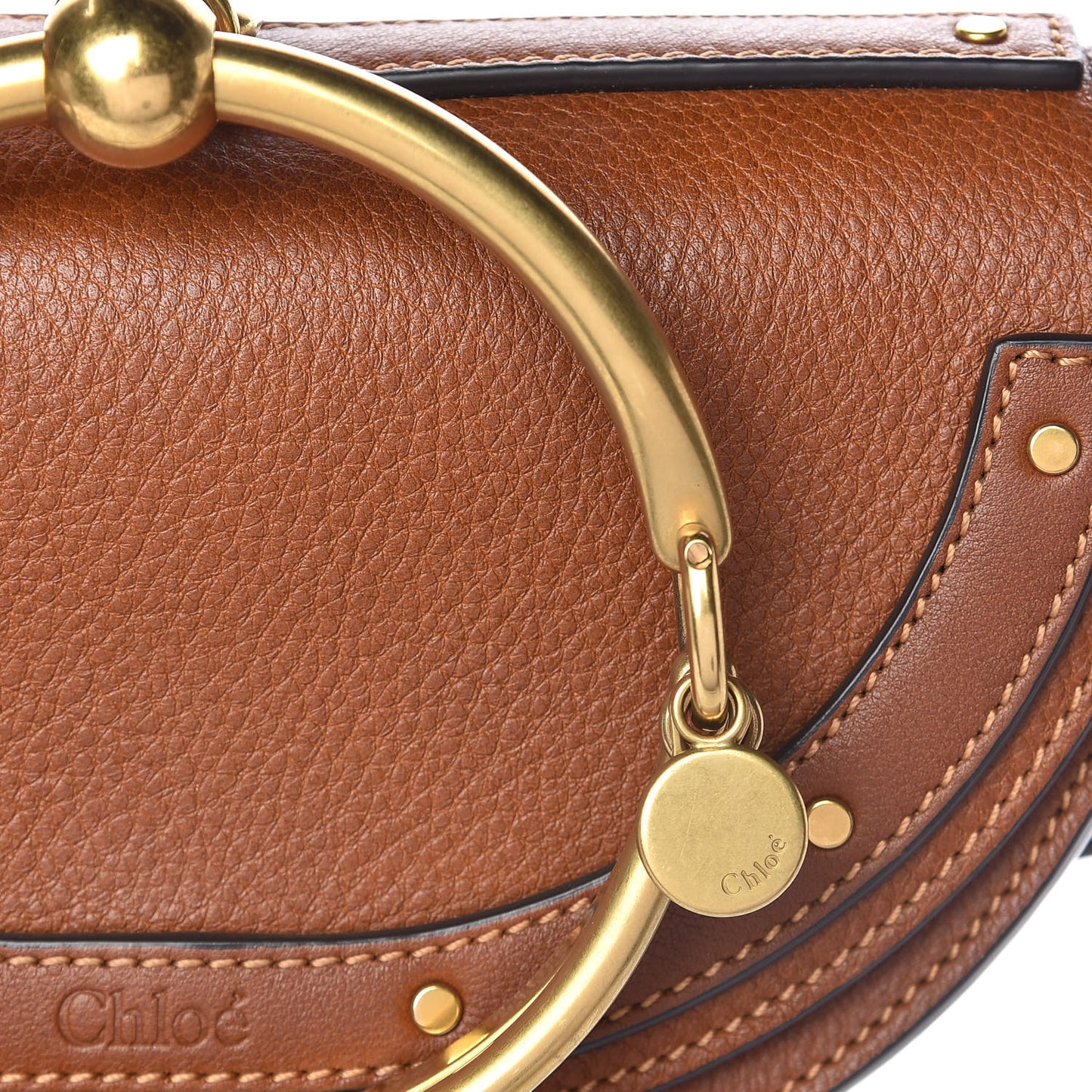Calfskin Small Nile Bracelet Minaudiere Bag Caramel