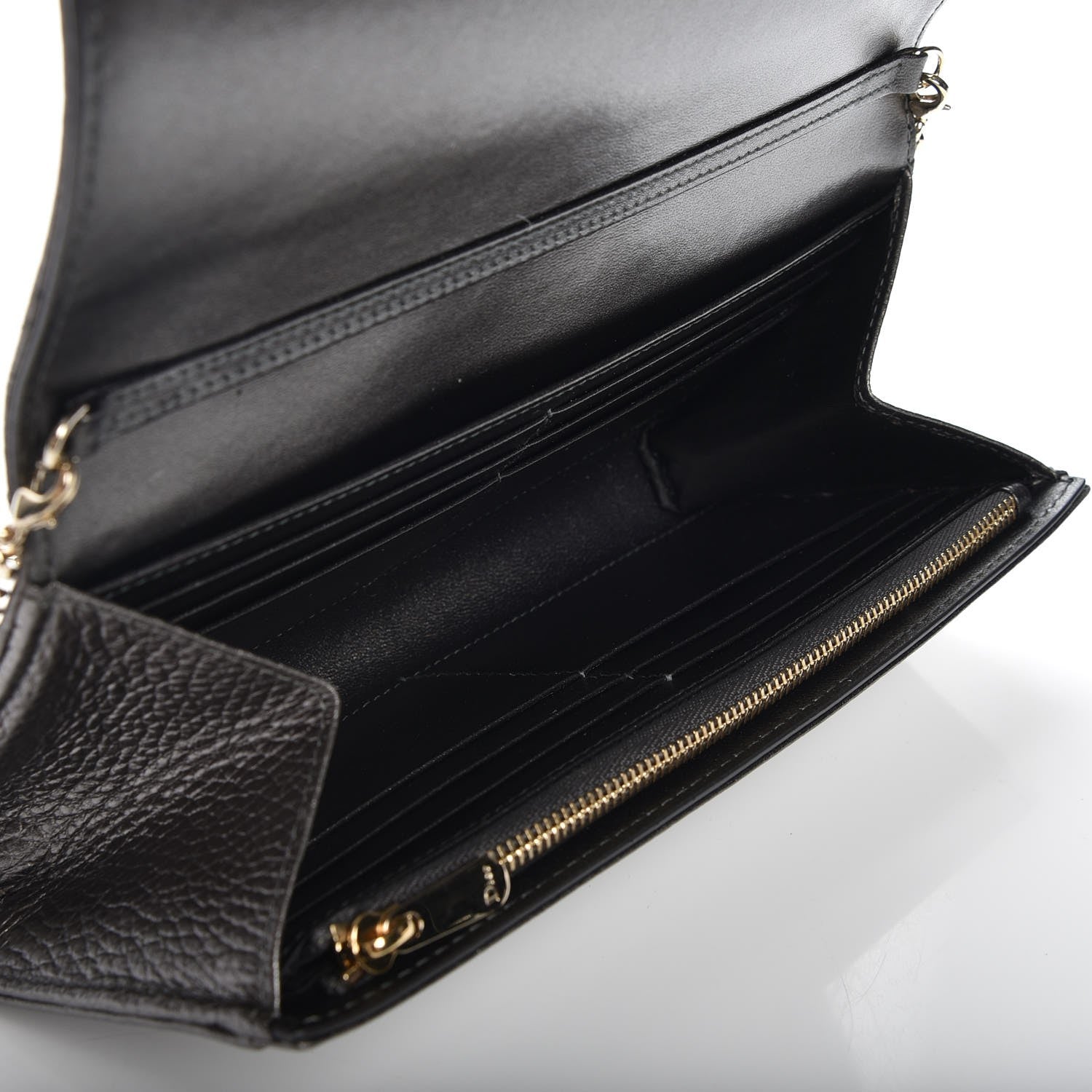 Christian Dior Metallic Grained Calfskin Diorama Croisiere Chain Wallet Gunmetal Grey 5 of 7