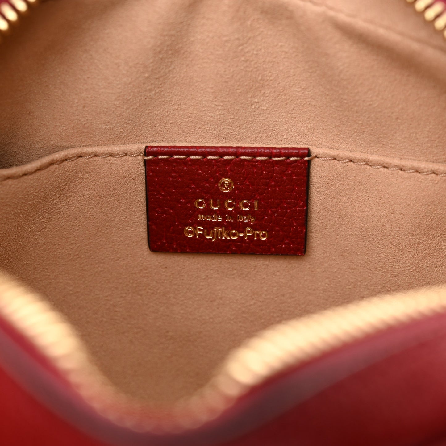 X DORAEMON Mini Vintage GG Supreme Monogram Camera Bag Beige Cherry Red