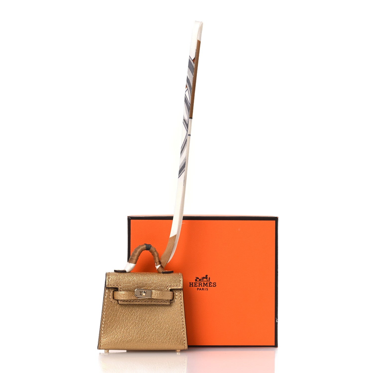 Hermes Metallic Chevre Chamkilight Mini Kelly Twilly Bag Charm