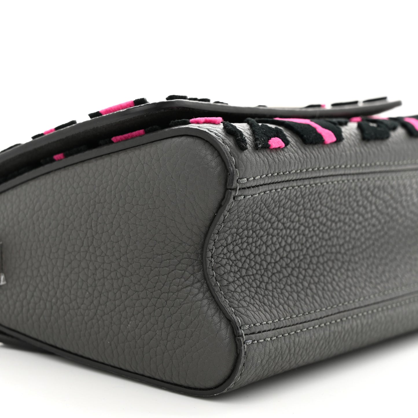 Taurillon Tufted Wild At Heart Twist Shoulder Bag PM Grey