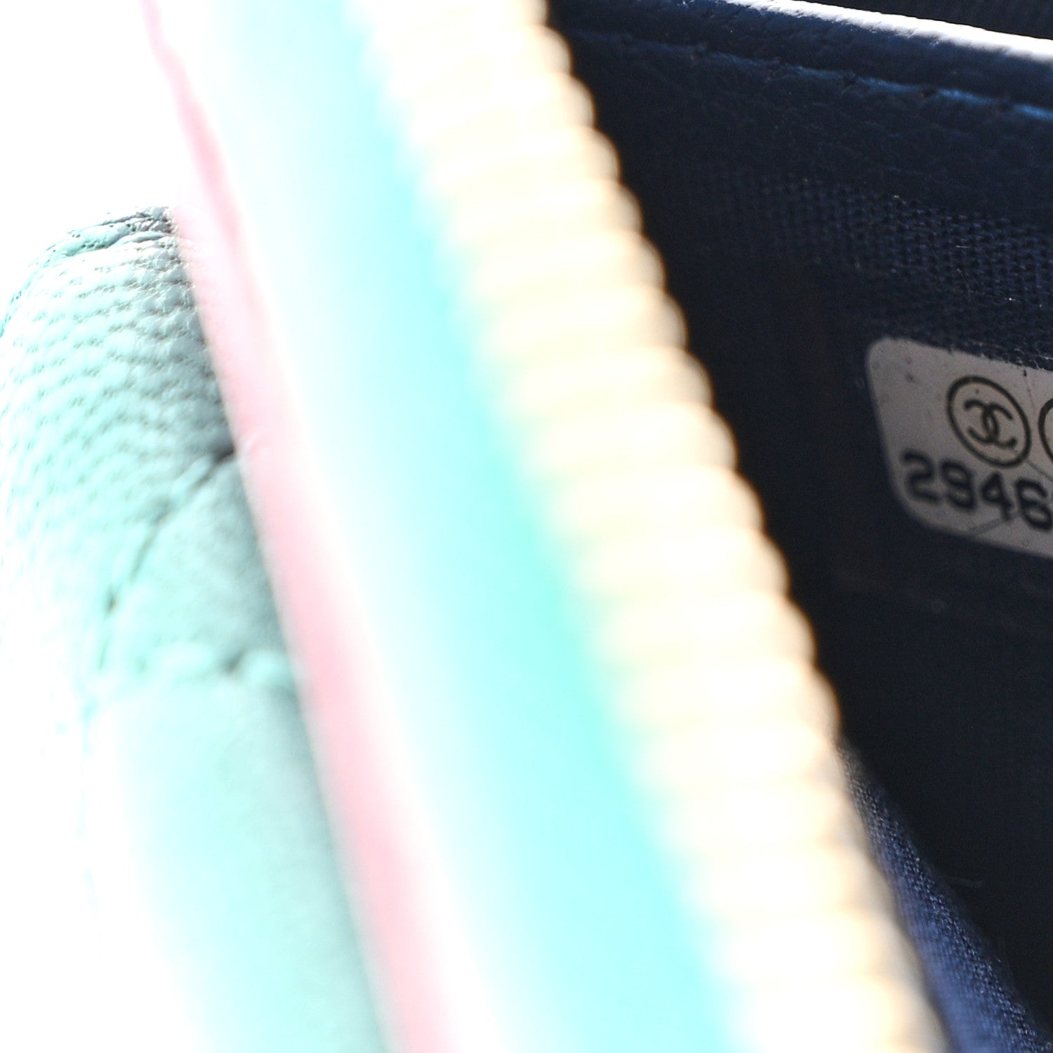 Chanel Goatskin Quilted Tri-Color In & Out Zip Around Wallet Navy Turquoise Pink 8 of 15