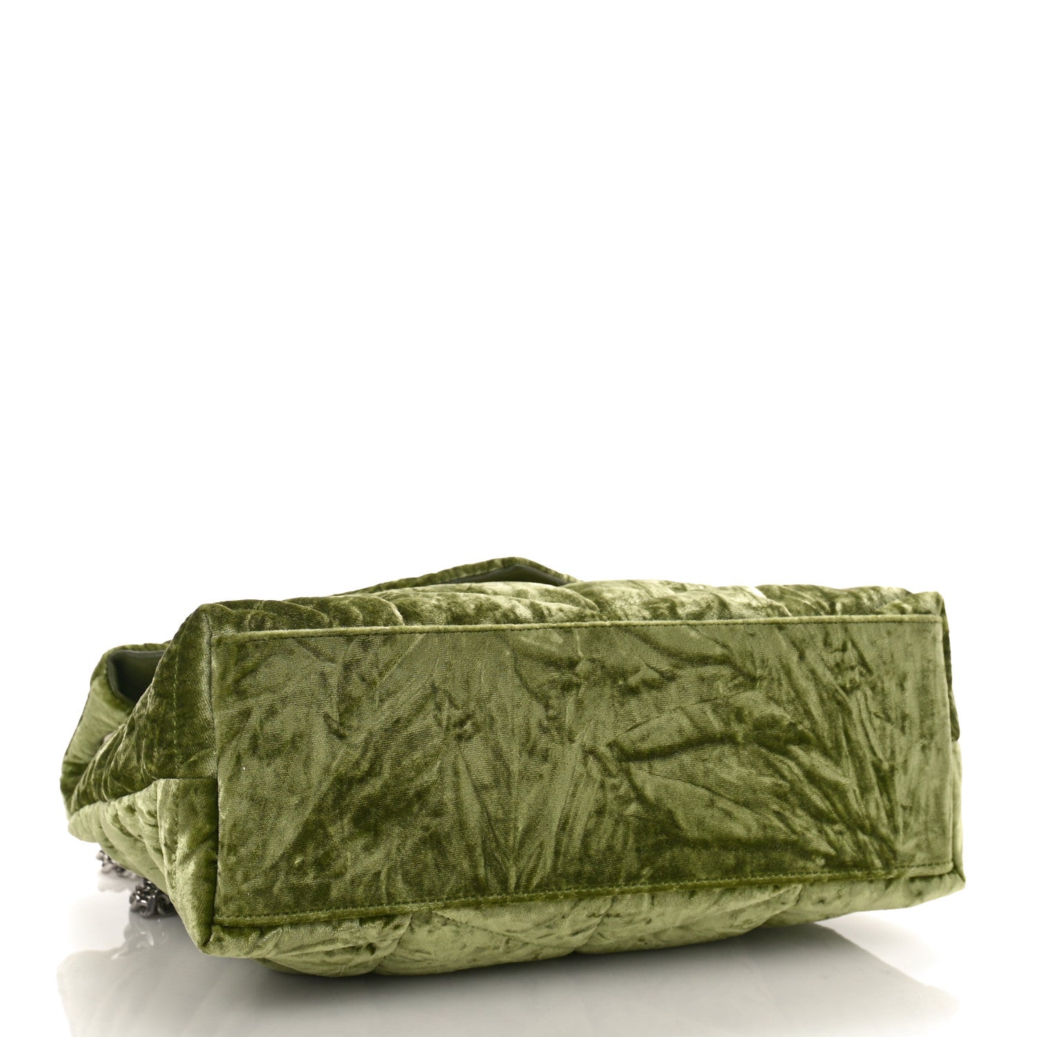 Saint Laurent Crushed Velvet Quilted Small Loulou Puffer Monogram Chain Satchel Green 4 of 8