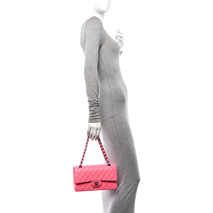 Chanel Caviar Quilted Rainbow Medium Double Flap Coral Pink 2 of 13