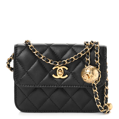 Chanel Lambskin Quilted Pearl Crush Clutch With Chain Black 1 of 10