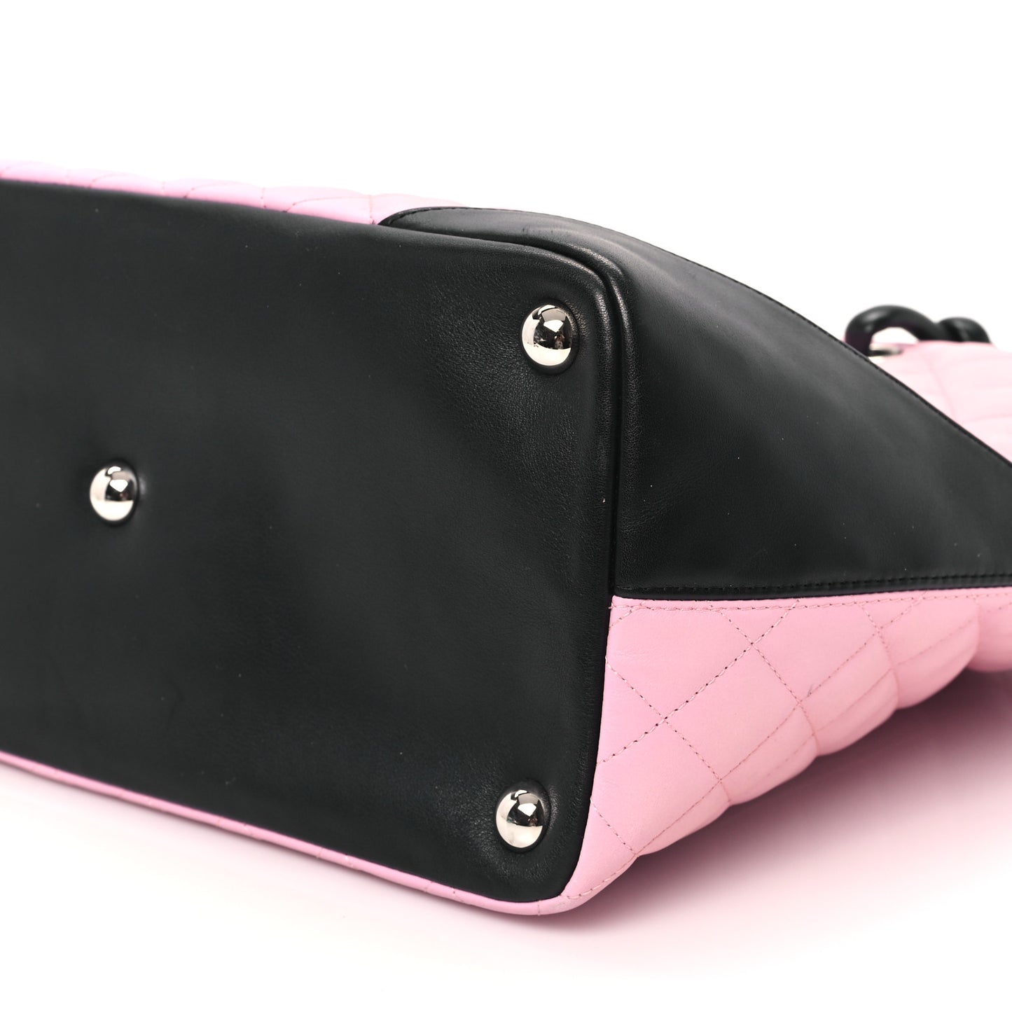 Calfskin Quilted Large Cambon Tote Pink Black