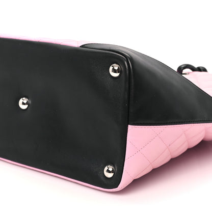 Chanel Calfskin Quilted Large Cambon Tote Pink Black 10 of 12