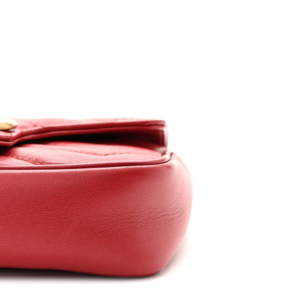 Gucci Calfskin Matelasse Super Mini GG Marmont Shoulder Bag Hibiscus Red 10 of 10