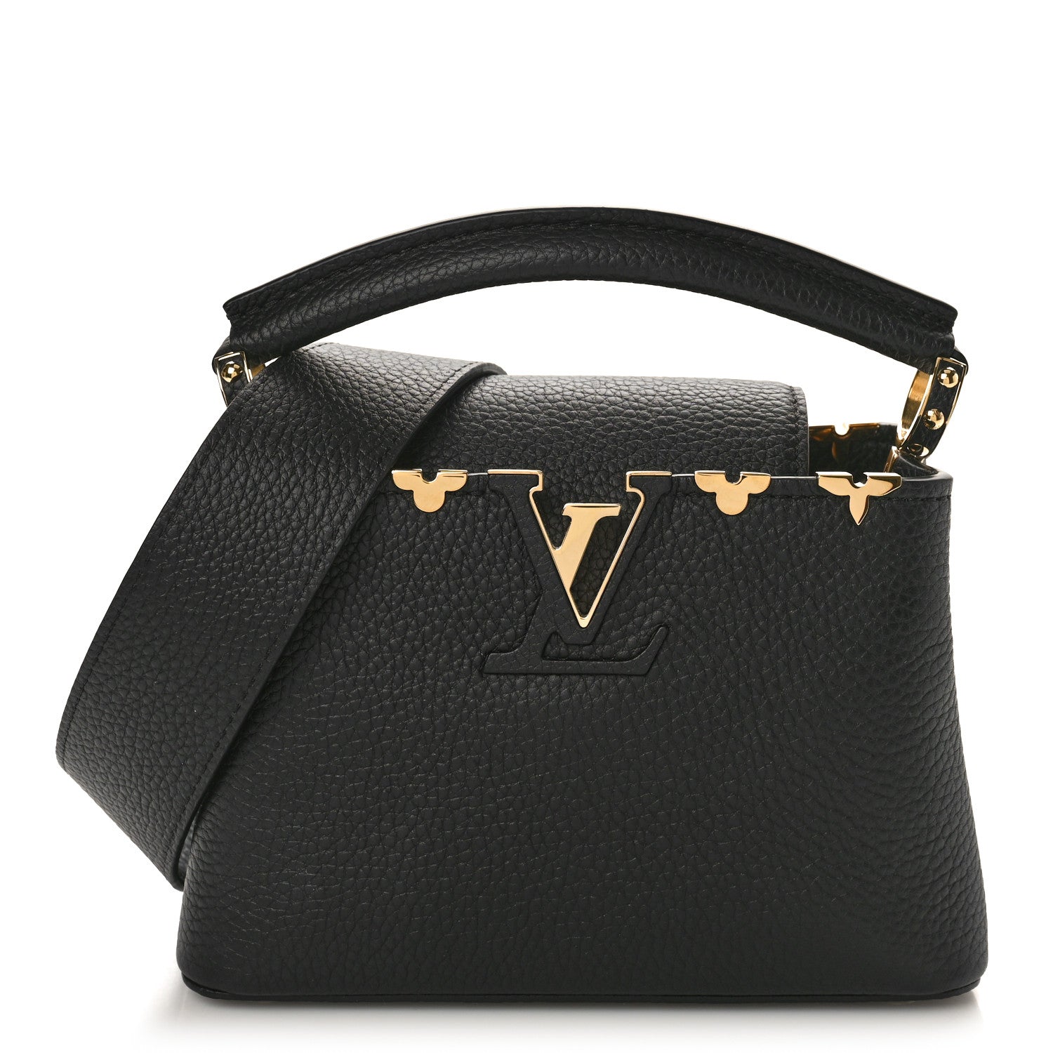 Louis Vuitton Taurillon Embellished Flower Crown Capucines Mini Black 1 of 9