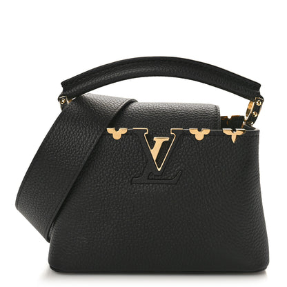 Louis Vuitton Taurillon Embellished Flower Crown Capucines Mini Black 1 of 9